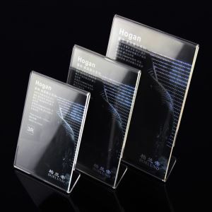 Klè 8.5x11 Slanted Acrylic tablèt Siy detantè gardyen Ekspozisyon