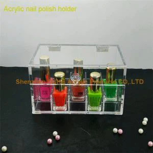 Transparan 15 twou Acrylic zong polonè Holder ak kouvèti