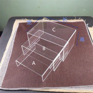 Kafeterya meyè kalite Tabletop nwa kibik Acrylique) ekspozisyon la a